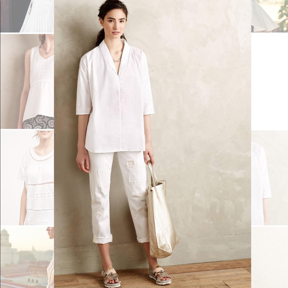 ANTHROPOLOGIE: Poplin V Neck